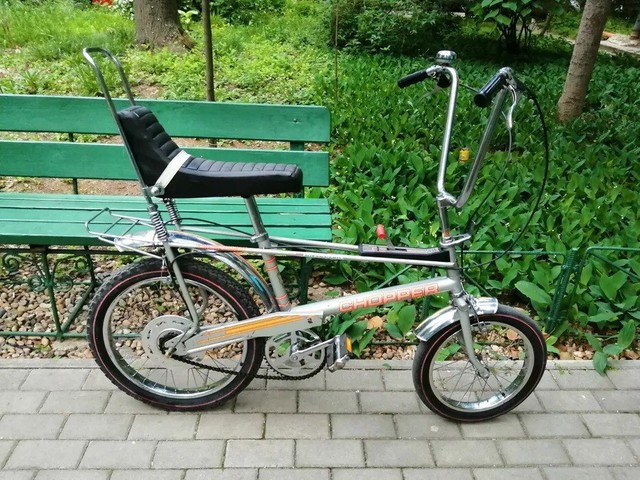 silver chopper bike